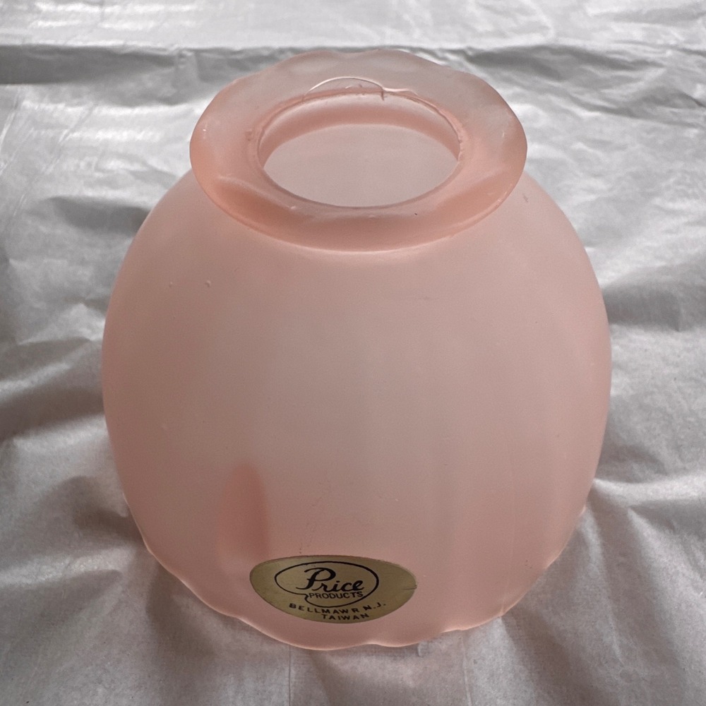 Price Products Frosted Pink Glass Fairy Lamp Shade Vintage Scalloped Flower Bud